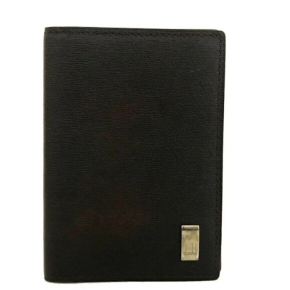 Dunhill Logo Black Leather Card Case EUC - Picture 1 of 7